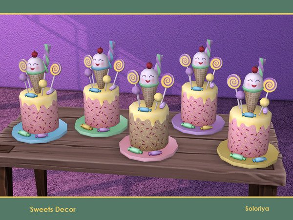 Sims 4 — Sweets Decor. Cake with Ice Cream by soloriya — Decorative cake with ice cream. Part of Sweets Decor set. 5