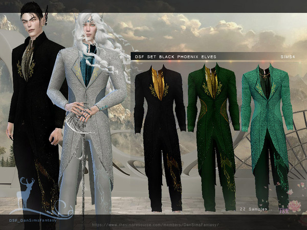 Sims 4 — DSF SET BLACK PHOENIX ELVES Bleiser by DanSimsFantasy — Elegant Elf style vest from the Phoenix Black set,