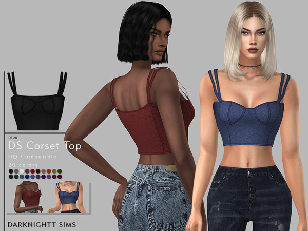 Sims 4 — DS Corset Top by DarkNighTt — DS Corset Top Have 20 colors. Handpainted texture. New Mesh. HQ mod compatible.