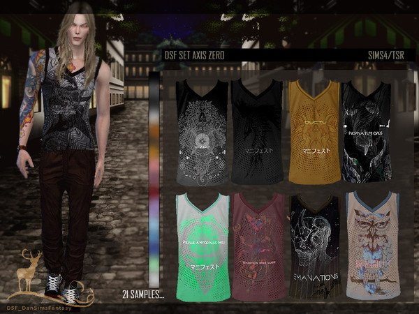 Sims 4 — DSF SET AXIS ZERO Shirt by DanSimsFantasy — You can wear a shirt with drawings and colors to make the outfit you