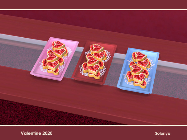 Sims 4 — Valentine 2020. Hearts Cookies by soloriya — Decorative hearts cookies. Part of Valentine 2020 set. 3 color