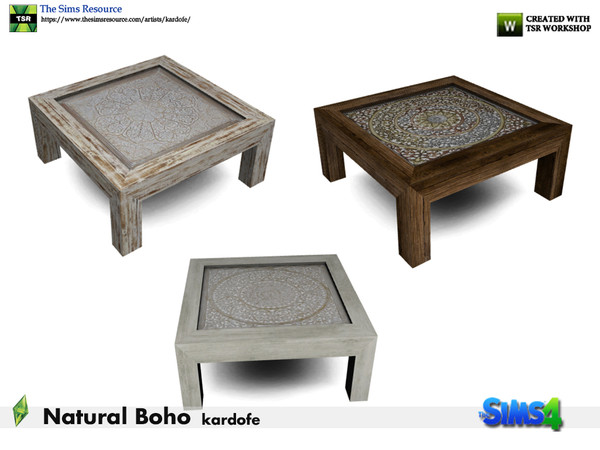 Sims 4 — kardofe_Natural Boho Room_CoffeeTable by kardofe — Coffee table with the lid decorated with a mandala, in three