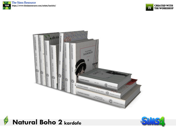 Sims 4 — kardofe_Natural Boho Room_Books 2 by kardofe — Group of books of different sizes 