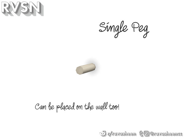 Sims 4 — Single Peg by RAVASHEEN — Just a single peg for the 'Peg To Differ' pegboard series... waiting for something to