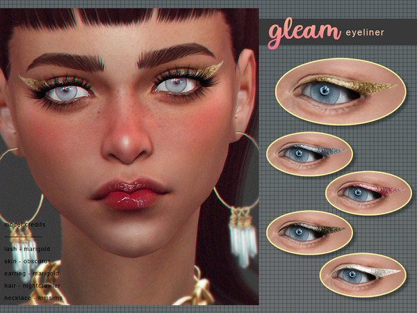 Sims 4 — [ Gleam ] - Eyeliner by Screaming_Mustard — A metallic shine eyeliner with a large wing.