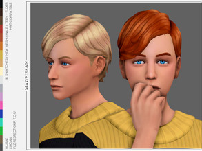 Sims 4 — Lucian Hair by magpiesan — MUSAE's Lucian Hair -New Mesh -For male -All LODs -18 Swatches -Hat Compatible