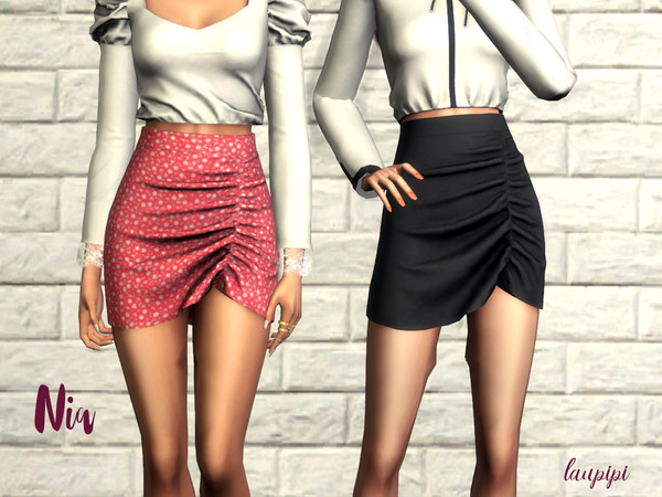 Sims 4 — Nia by laupipi2 — New skirt with some cozy details! New mesh, all LODs 20 Swatches All maps Custom thumbnail