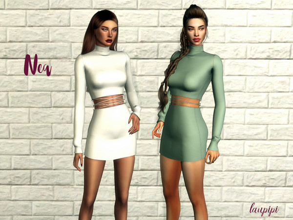 Sims 4 — Nea by laupipi2 — New long sleeve and sexy dress with a cut out. New mesh, all LODs 10 Swatches All maps Custom