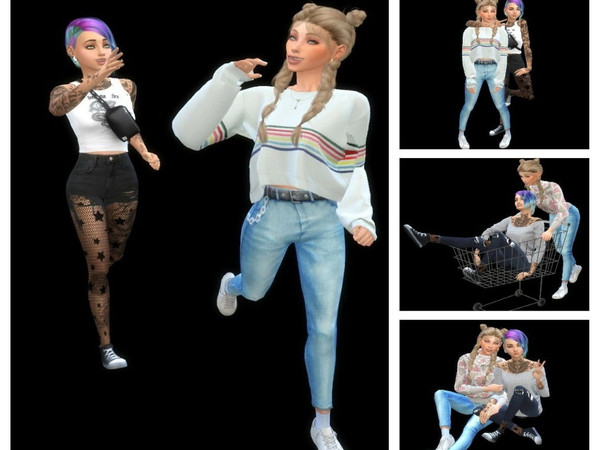 Sims 4 — My BFF by Un1con35 — How to use: You will need the Andrew's Pose Player and Teleport Any Sim: - Pose Player