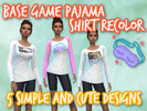 Sims 4 — Base Game Simple Pajama Shirt recolor by Midis_9 — Recolor to Base Game long sleeved top. 5 simple designs for