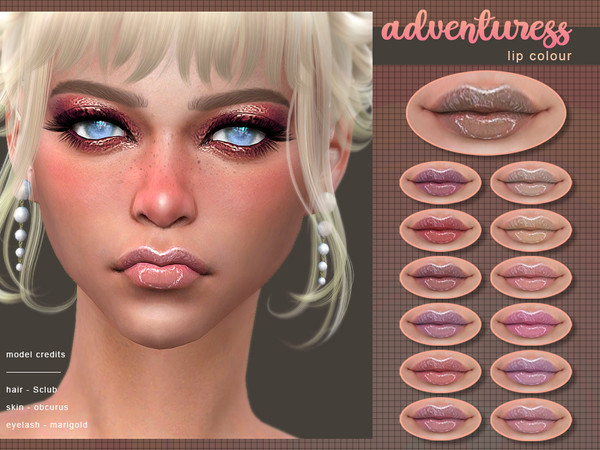 Sims 4 — [ Adventuress ] - Lip Colour by Screaming_Mustard — A slightly glossy, pale lip colour. With custom thumb nail.