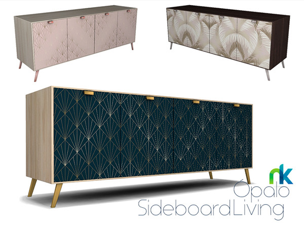 Sims 4 — Nikadema Opalo Living Sideboard by nikadema — A 3 tiles sideboard with decorated doors made in three colors