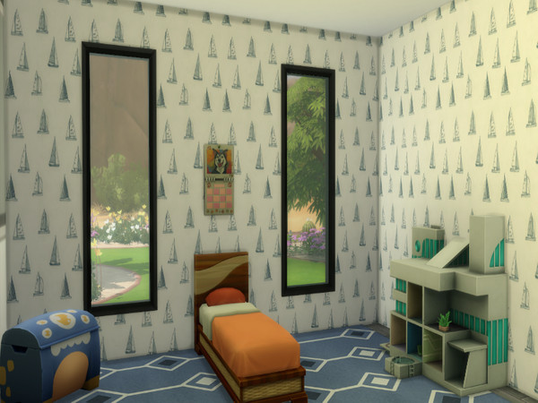 Sims 4 — Boy Wallpaper by RedLampShade — This pack contains 6 wallpaper swatches for the 3 wall heights for sims 4, they