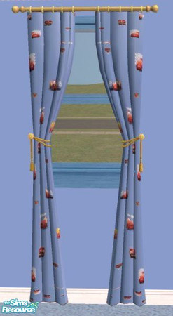 Sims 2 — D2DCars Boys Room - Curtains by D2Diamond — Disney's Car themed bedroom. Re-color of the Cornerstone Victoriana
