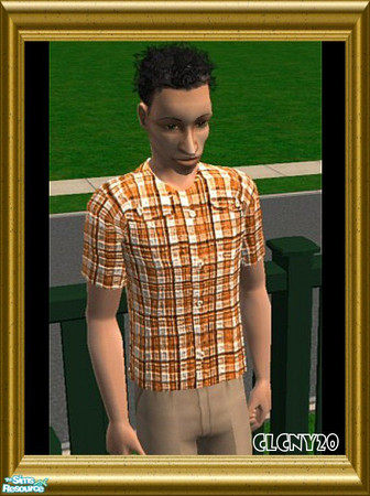 Sims 2 — Plaid Tops For YAM's by clcny20 — A set of short-sleeved plaid tops for young adult males. Colors included: red,