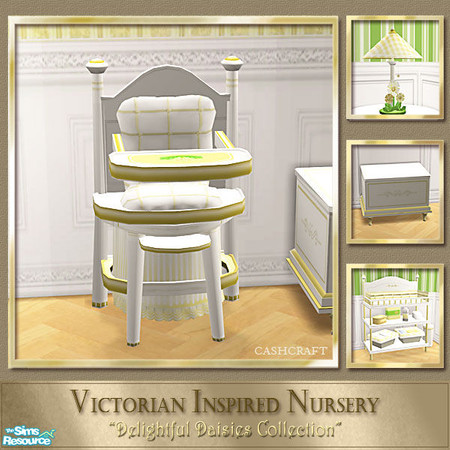 Sims 2 — Delightful Daisies - High Chair by Cashcraft — A recolor of the Victorian Inspired Nursery, "Little