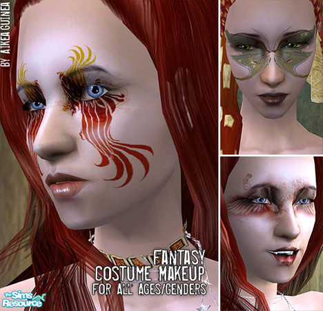 Sims 2 — Fantasy Make Up Set by aikea_guinea — Fantasy costume makeup for both genders and all ages. Found under Blush.