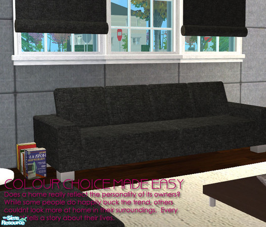 Sims 2 — Colour Choice Made Easy - grey sofa by Nanshi — Denim, Brown, Green, Grey, Orange and Red recolour of Norbi_N's