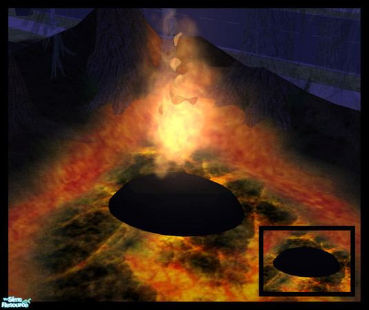 Sims 2 — Active Lava Rocks - Medium Rock by Creative Sim — 'When you said we had a new gas barbecue, I didn't expect to