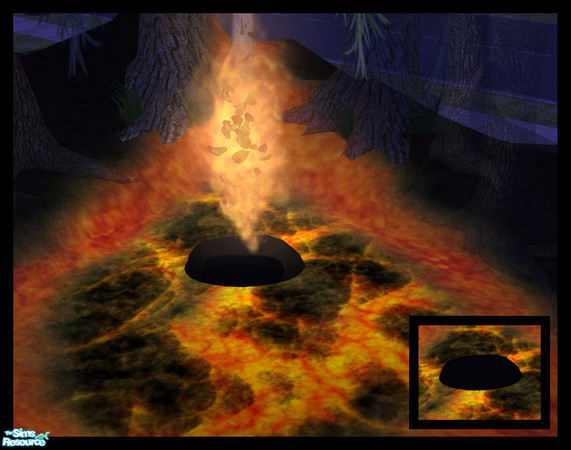 Sims 2 — Active Lava Rocks - Small Rock by Creative Sim — 'When you said we had a new gas barbecue, I didn't expect to