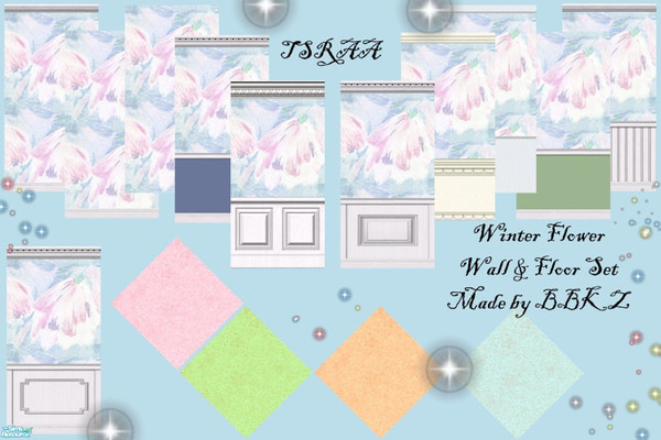 Sims 2 — Winter Flower Wall & Floor Set by BBKZ — I hope you'll like this set :-) Enjoy!!