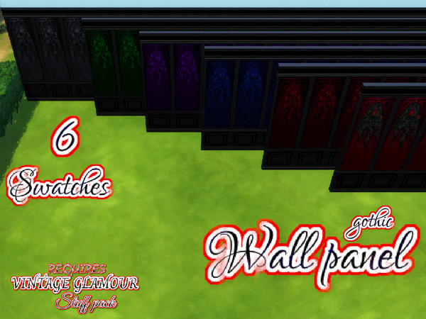 Sims 4 — Gothic Wall-panelling by Ashylia33 — Wall, gothic wall panelling 6 colors/swatches