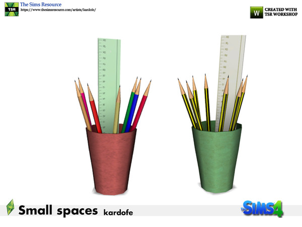Sims 4 — kardofe_Small spaces_Pencils by kardofe — Glass with pencils and ruler, in two different options 