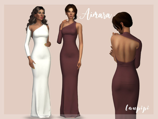Sims 4 — Aimara by laupipi2 — Hello everyone! Today I've uploaded this super sexy long dress New mesh, all LODs 14
