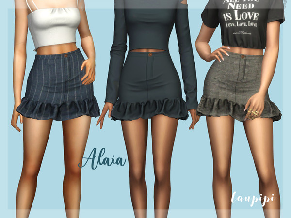 Sims 4 — Alaia by laupipi2 — New skirt perefct for all your Sims New mesh, all LODs 20 Swatches Normal and shadow maps