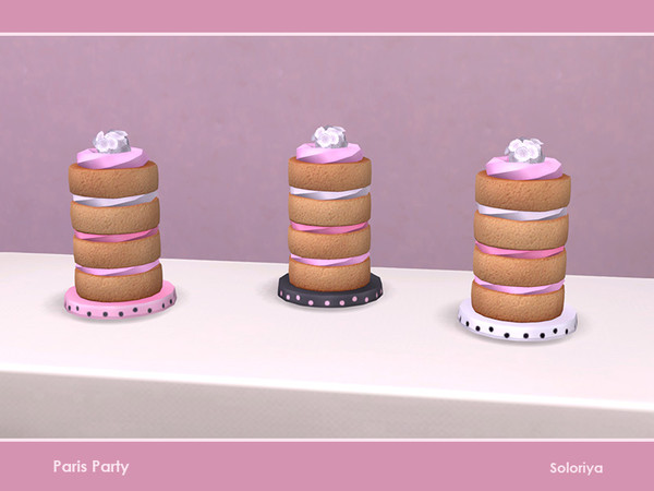 Sims 4 — Paris Party. Cake With Flowers by soloriya — Decorative cake with flowers. Part of Paris Party. 3 color