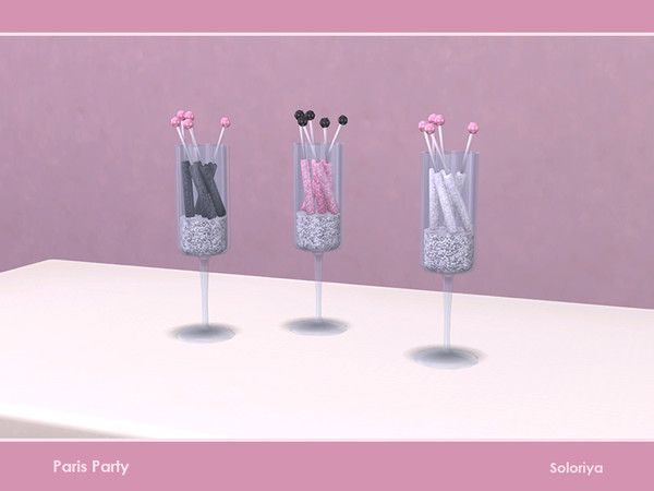 Sims 4 — Paris Party. Candies by soloriya — Decorative candies in a glass. Part of Paris Party. 3 color variations.