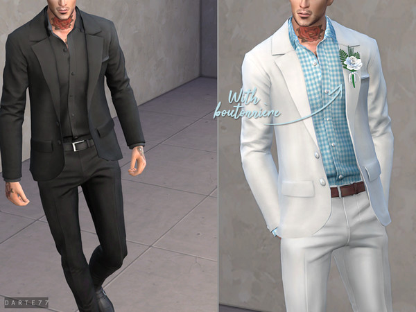 Sims 4 — Open Suit Jacket - With Boutonniere by Darte77 — This one is with the boutonniere (the flower thing). - 14