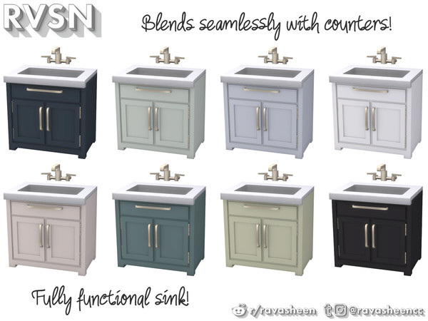 Sims 4 — Simmer Down Sink by RAVASHEEN — Part of the Simmer Down series, this sink is built into the countertop and