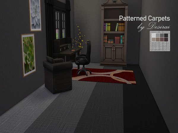 Sims 4 — Pattern Low Carpet - Neutral by Desirai2 — 8 swatches of neutral colored, low pile carpet with rectangle