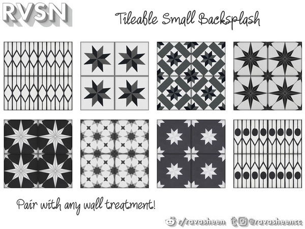 Sims 4 — Groatest of All Tile Backsplash - Small Monotones by RAVASHEEN — The G.O.A.T. of backsplash. Designed to create