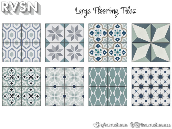 Sims 4 — Groutest Of All Tile Flooring - Large Blues by RAVASHEEN — The G.O.A.T. of flooring. Designed to create a bold