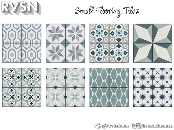 Sims 4 — Groutest Of All Tile Flooring - Small Blues by RAVASHEEN — The G.O.A.T. of flooring. Designed to create a bold