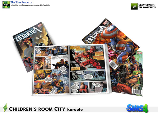 Sims 4 — kardofe_Children's room City_Comics by kardofe — Group of comics strips laid out on a surface 