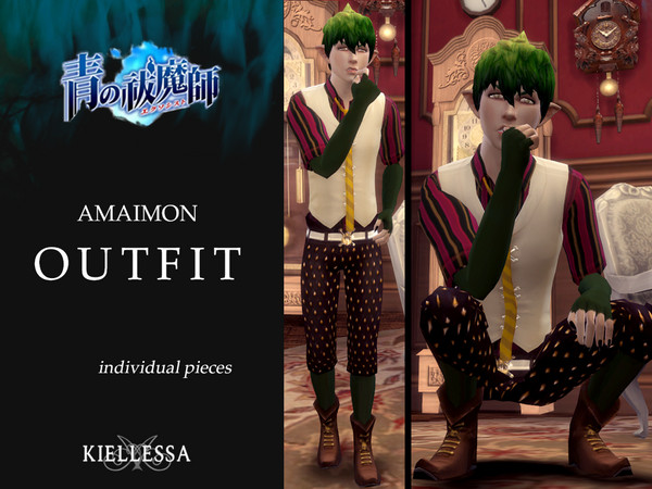 Sims 4 — Ao no Exorcist - Amaimon's Outfit - Individual Pieces by kiellessa — From Ao no Exorcist, Amaimon's entire