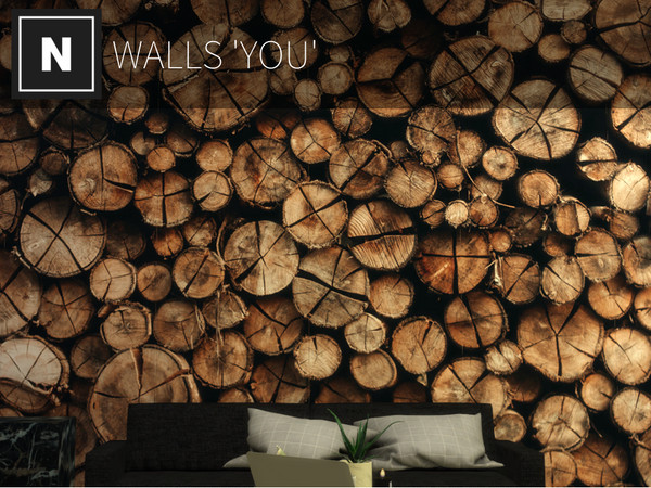 Sims 4 — netsims - you - wall mural by networksims — A 6-piece mural of logs. 6 swatches, place one of each to create the