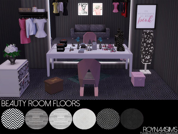 Sims 4 — Beauty Room Floors by Roynaa — in 6 different Designs For all objects from this Beauty Room Set visit Tumblr: