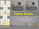 Sims 4 — Yellow Swans by Lynmclean — Wallpaper of yellow swans.