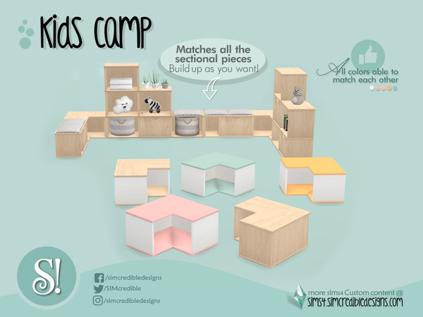 Sims 4 — Kids camping corner piece by SIMcredible! — by SIMcredibledesigns.com available at TSR 5 colors in 7 variations 
