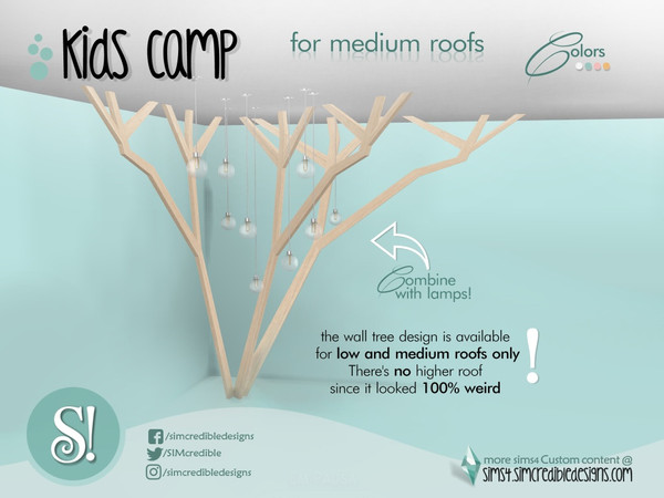 Sims 4 — Kids camping tree - medium wall height by SIMcredible! — by SIMcredibledesigns.com available at TSR 5 colors