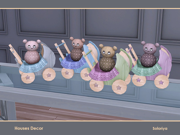 Sims 4 — Houses Decor. Stroller by soloriya — Stroller with a toy. Part of Houses Decor set. 4 color variations.