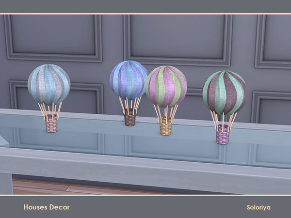 Sims 4 — Houses Decor. Air Balloon by soloriya — Air balloon. Part of Houses Decor set. 4 color variations. Category: