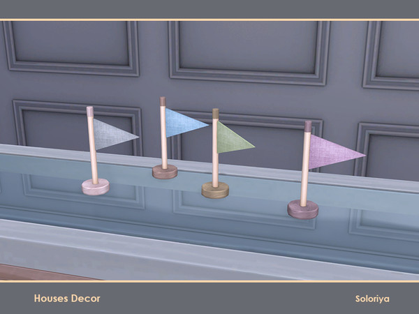 Sims 4 — Houses Decor. Flag by soloriya — Wooden small flag. Part of Houses Decor set. 4 color variations. Category: