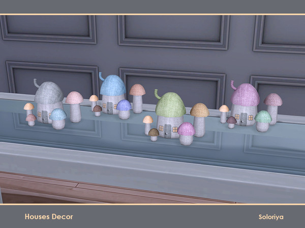 Sims 4 — Houses Decor. Mushrooms by soloriya — Five mushrooms in one mesh. Part of Houses Decor set. 4 color variations.