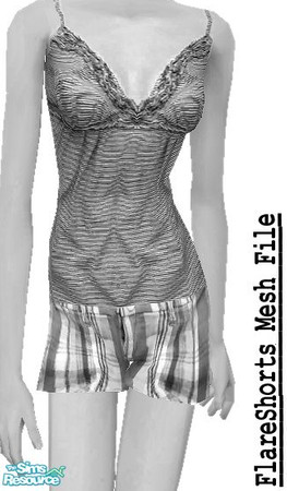Sims 2 — Flared Shorts Mesh by slice — Say buh-bye to skintight styles with this delightfully flared shorts mesh