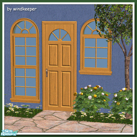 Sims 2 — Long Island Door - yellow by Windkeeper — Recolor of Long Island Door from this set. Will also work for Long